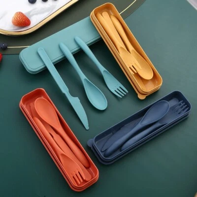 Wiederverwendbare Reisebesteck Set Gabel Messer Löffel BBQ Picknick Utensil - Bild 1 von 4