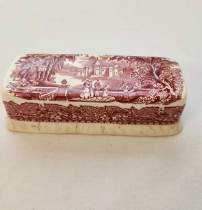 Rare Masons Vista England Ironstone Butter Dish Lid Top Red - Picture 1 of 11