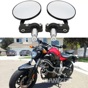 2X Motorcycle 7/8" Bar End Rearview Side Mirrors For YAMAHA FZ07 FZ09 FZ10 MT125 - Foto 1 di 7