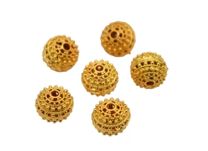 12 Pcs 10X8mm Bali Filigree Bead 18k Gold Plated - Picture 1 of 6