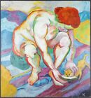 Ancien Tableau &quot;Femme Nue avec Chat&quot; Peinture Huile Oil Painting Nude Woman Cat