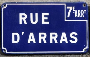 Large old vintage French enamel street sign plaque rue d'Arras Pas de Calais - Picture 1 of 1