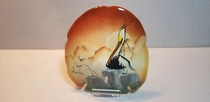 SD-003 HAND PAINTED SAND DOLLAR WITH DISPLAY STAND - Picture 1 of 2