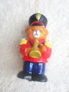 1997 Vintage Christmas Bear w/ Horn in Band Uniform Ornament ~ CUTE! - Picture 1 of 3