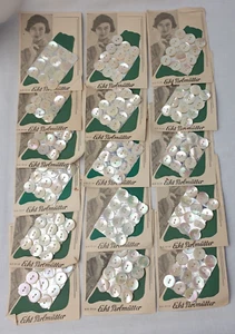 Bulk Lot 16 Sets Of 12 Shell Shirt Buttons White Round On Imperfect Cards 12mm - Picture 1 of 9