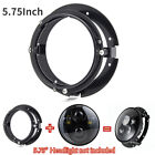 5.75inch 5-3/4" Round LED Headlight Mounting Ring Bracket for Motorcycles Black