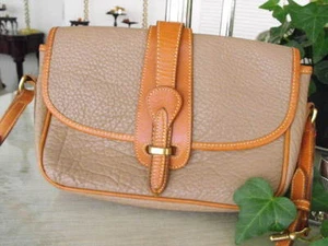 Vintage DOONEY & BOURKE Dark Ecru & Brown Pigskin/Calfskin Shoulder Bag - Picture 1 of 3