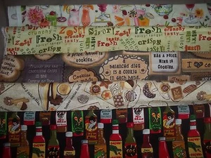 FOOD kitchen TREATS cooking Cotton FABRIC U-Pick READ 4 INFO 1/2 yd HALF YD - Picture 1 of 31