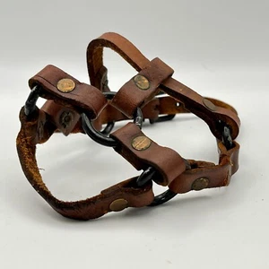 Vintage Leather DOG MUZZLE with Metal Rings – Adjustable Strap – Rustic Patina - Picture 1 of 9