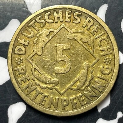 1924-G Germany 5 Rentenpfennig (11 Available) (1 Coin Only) KM#32 - Image 1 of 4