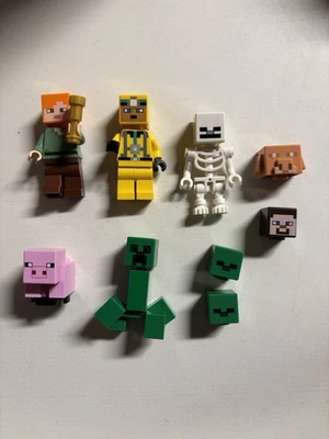 Lego Minecraft Minifiguras Alex, Skeleton, Cave Explorer, Creeper & Pig + Xtras Foto 1 de 3