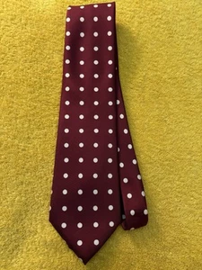 NWOT Beau Monde Burgundy Silk Tie w/ Printed White Polka Dots Made in Italy - Picture 1 of 8