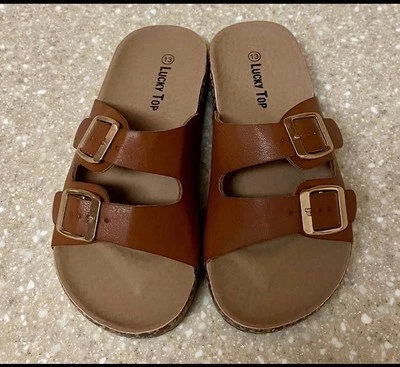 Lucky Top 女孩凉鞋,13 码,栗色  — 第 1/4 张图片