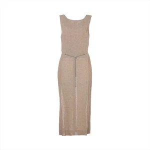 Abito smanicato lino Chanel Coco Mark taglia sconosciuta donna marrone con catena b - Foto 1 di 9