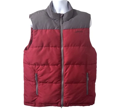 Orvis Ripstop Puffer Vest Men’s Size Large Burgundy/Grey Fabric Full-Zip - Image 1 of 4