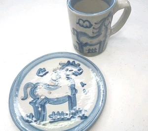 M.A Hadley handbemaltes Pferd 6" Steinzeug Teller mit Pferd bemalt Kaffeetasse - Bild 1 von 9