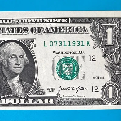 July 31, 1931 (L 07311931 K) BIRTHDAY $1 One Dollar Bill *UNC* - Image 1 of 4