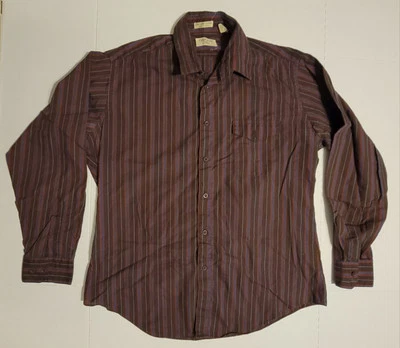 Vintage Oakton Ltd. Maroon Striped Button Up Shirt Size L - Image 1 of 4