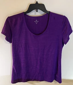 Athleta Womens XL Purple Athletic Short Sleeve Tee Crew Neck Activewear Shirt - Picture 1 of 7