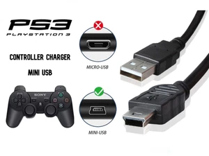 PS3 USB Charging Cable Lead - Sony PlayStation 3 Controller Pad Mini USB Charger - Picture 1 of 1