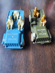 Two THOMAS TOYS MILITARY POLICE JEEP  1950's - Picture 1 of 7