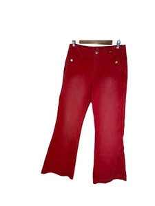 Esprit Women's Red High Rise Button Wide Leg Flare Comfortable Jeans Size US 11 - Picture 1 of 12