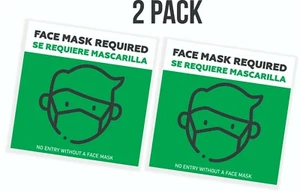 Gesichtsmaske Pflichtschild, Fensteraufkleber (2er Pack), Türaufkleber - Bild 1 von 2