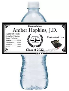 50 LAW SCHOOL GRADUATION PARTY FAVORS WATER BOTTLE LABELS ~ Waterproof ink - Picture 1 of 1