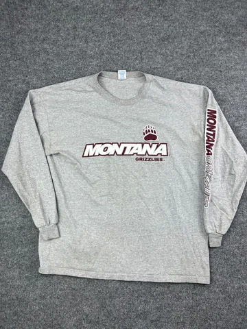 Russell Athletic Montana Grizzlies T Shirt Men's XL Gray Long Sleeve University Cover