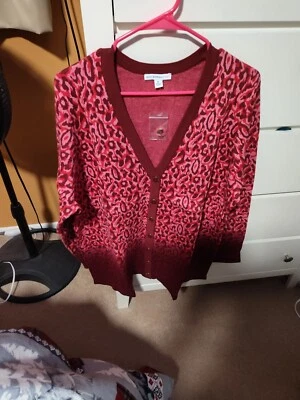 WOMENS ISAAC MIZRAHI SIZE XL BUTTON FRONT CARDIGAN SWEATER NEW PINKS&... - Image 1 of 4