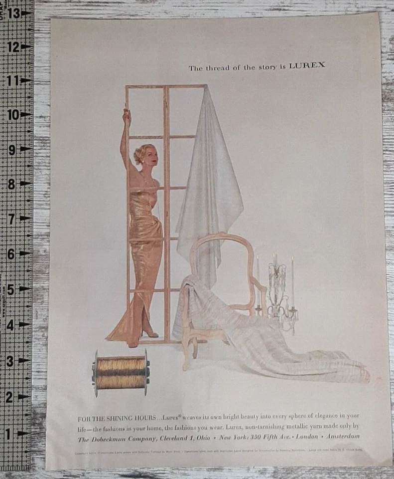 1955 Durex Vintage Print Ad Metallic Yarn Fashion Home Decor Doheckmun Cleveland - Image 1 of 1