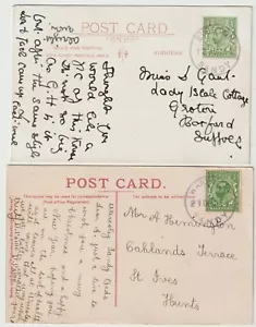 1911 EVERTON & WARESLEY RUBBER PMKS SANDY SUB POs IN BEDFORDSHIRE 2 GOOD PPCs - Picture 1 of 3