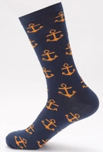Blue Background Anchors Socks Novelty Unisex 6-12 Crazy Fun SF55 - Picture 1 of 1