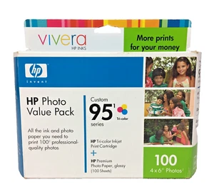 HP Photo Value Pack Custom 95 carta fotografica tricolore 4x6 100 fogli scaduto 2007 - Foto 1 di 12
