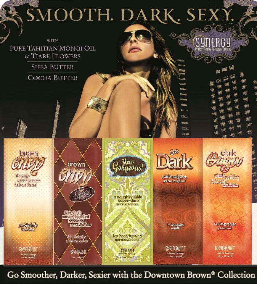 Synergy Tan Brown Envy "Down Town Dark Tanning" Sunbed Lotion Sachet Collection