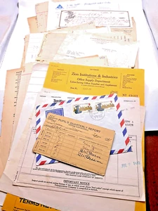 Vintage Ephemera Quittungen Ledger Papier Luftpost Scheck Schüler Zeugniskarte 30 Stück - Bild 1 von 6