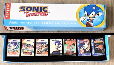 Sonic the Hedgehog Pin Collection Box SEGA Metal Mega Drive Game Badges RARE - Image 1 of 4
