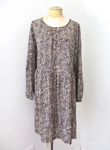 NWT Old Navy Black Brown Leopard Cheetah Silky Rayon Dress Relaxed Fit Waist XL - Picture 1 of 6