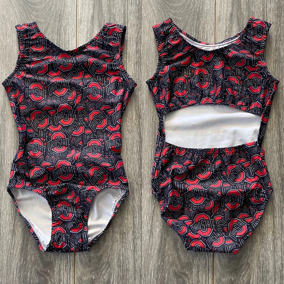 NEW Custom The Ohio University OSU Buckeyes Open Back Gymnastics Leotard - Image 1 of 1