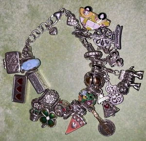 Brighton Signed Heart Slide Charm Bracelet with 20 Customizable Removable Charms - Picture 1 of 2