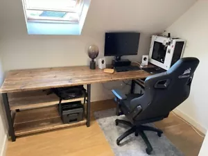 Large Rustic Industrial Desk Steel and Reclaimed Wood - Picture 1 of 10