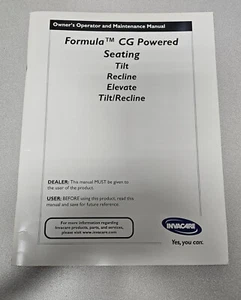 Manuale del proprietario Invacare usato per sedili alimentati Formula CG TDX SP M91 M71 M61 - Foto 1 di 2