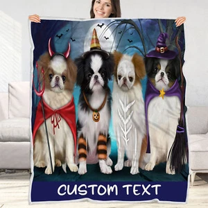 Japanese Chin Dog Blanket Personalized Throw Woven Fleece Sherpa Many Design NWT - Picture 1 of 30