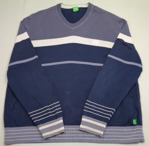 BOSS Hugo Boss Jumper Men’s XXL Blue Knit Pullover Sweater Long Sleeve 2XL - Picture 1 of 10