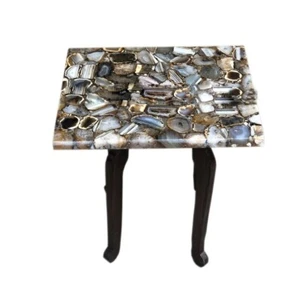 Mesa auxiliar de café de ágata silvestre de 12"x18" hecha a mano mosaico arte sala de estar decoración - Imagen 1 de 3