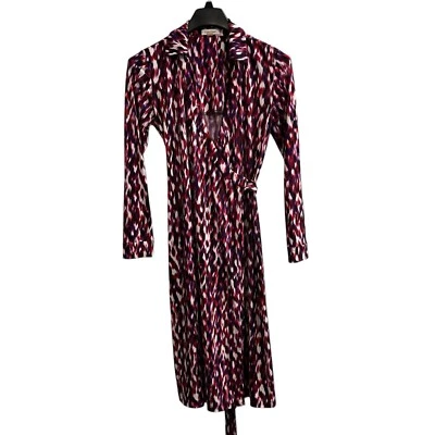 Calvin Klein Dress Womens Purple Geometric Wrap Midi Jersey Knit Office Siren - Image 1 of 4