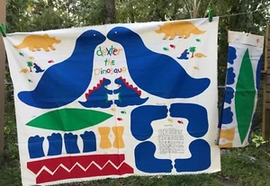 Rare Zayre Pair Vintage DEXTER THE DINOSAUR Stuffed Toy Doll Panels Blue Muslin? - Picture 1 of 9