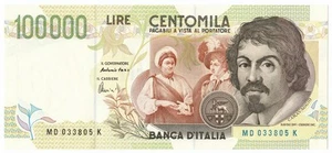 100000 LIRE BANCA D'ITALIA CARAVAGGIO II TIPO LETTERA D 20/02/1997 FDS-/FDS - Picture 1 of 6