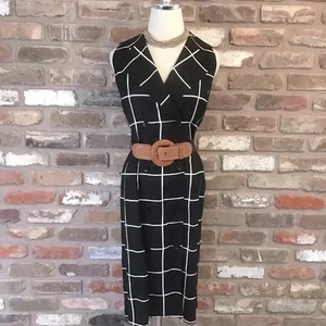 Talbots Damen Fensterscheibe Karo schwarz weiß zweireihig ärmellos Kleid 6 - Bild 1 von 7