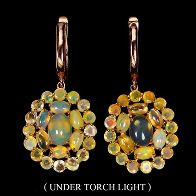 Pendientes de plata de ley 925 ovalados ópalo de fuego 8x6 mm joyas de piedras preciosas naturales Foto 1 de 4